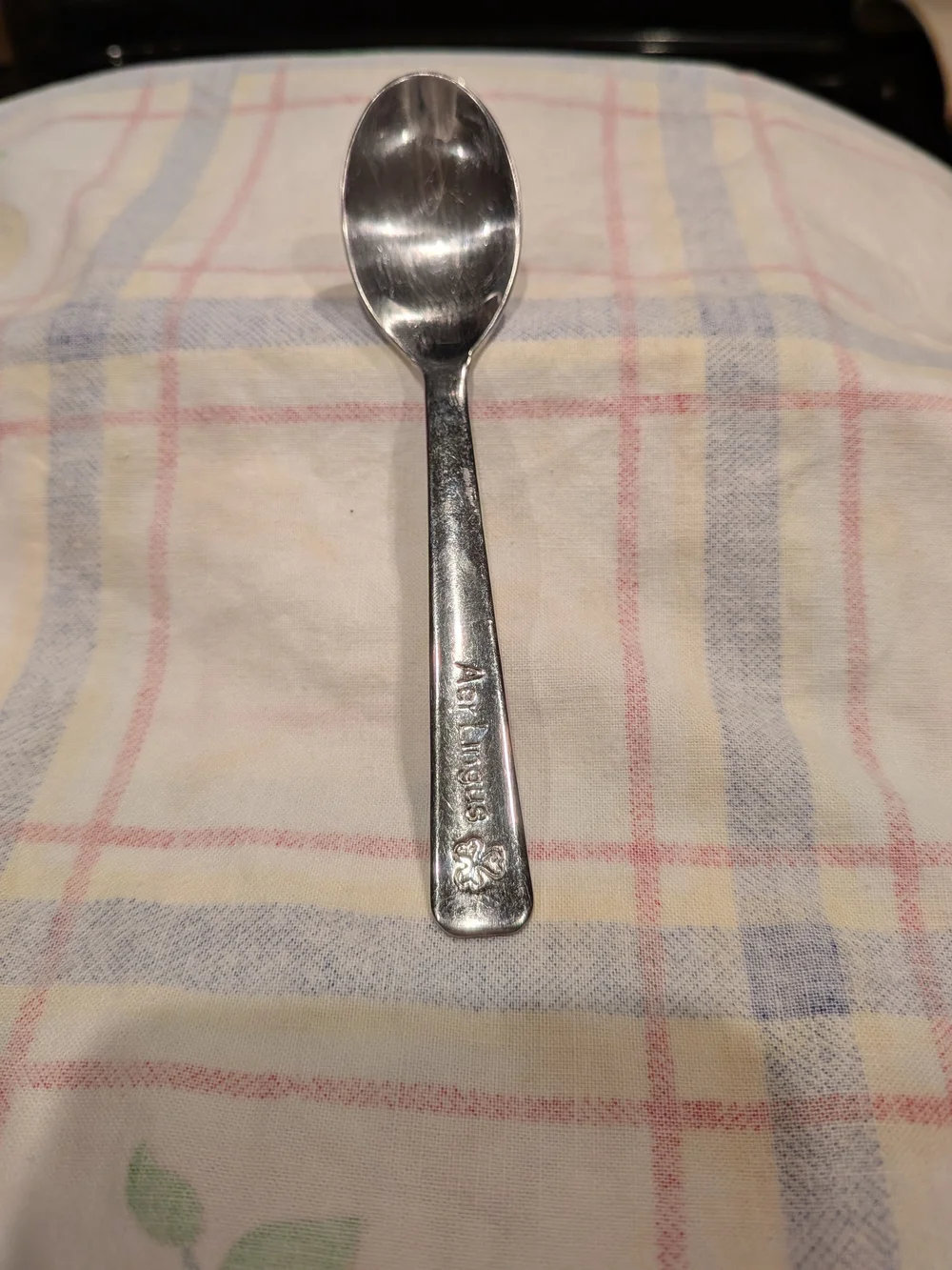 Vintage 1960s/70s Stainless Steel Spoon with Embossed Aer Lingus With Shamrock